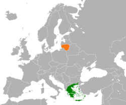 Map indicating locations of Greece and Lithuania