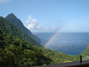 Gros Piton, St. Lucia, seen from the Ladera Ho...