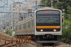 南武線仕様の0番台ナハ32編成 （2014年9月4日 矢川駅 - 谷保駅）