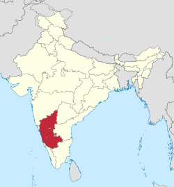 Karnataka in India (claimed and disputed hatched)