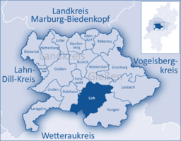 Läget för Lich i Landkreis Gießen