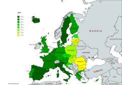 Change in life expectancy in the European Union from 2019 to 2021[12]