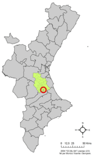 Localização do município de Sant Joanet na Comunidade Valenciana