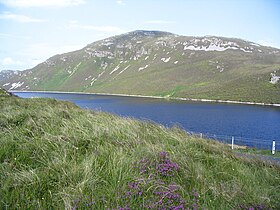 Vue du Lough Salt au pied de Loughsalt Mountain.