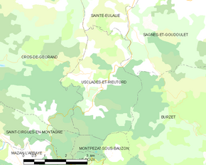 Poziția localității Usclades-et-Rieutord