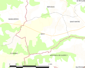 Poziția localității Saux