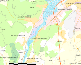 Mapa obce Jouy-aux-Arches