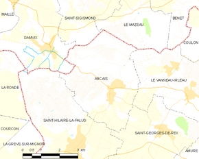 Poziția localității Arçais
