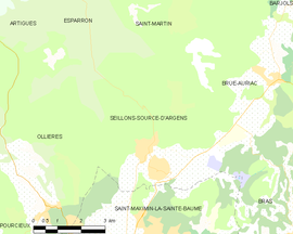 Mapa obce Seillons-Source-d’Argens