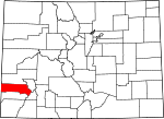 Ŝtata mapo elstarigante San Miguel County