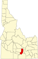 ミニドカ郡の位置を示したアイダホ州の地図