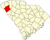 アンダーソン郡の位置を示したサウスカロライナ州の地図