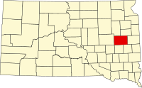 Map of South Dakota highlighting Kingsbury County