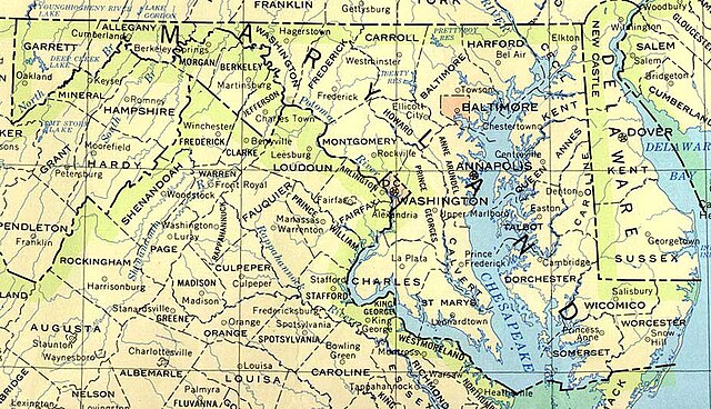Geografische Karte Marylands