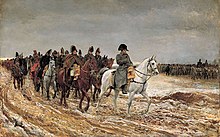 Peinture représentant Napoléon et ses maréchaux lors de la campagne de France