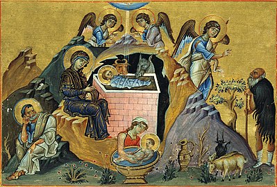 The Nativity. (Menologion of Basil II, 10th century)