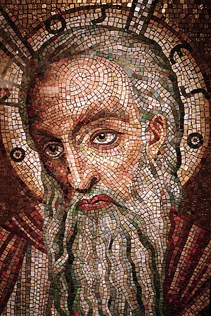 Moses mosaic on display at the Cathedral Basil...