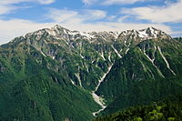 焼岳から望む笠ヶ岳と抜戸岳