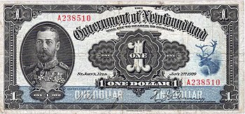 A Newfoundland dollar bill issued in 1920. NFLD dollar bill.jpg