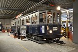 Boedapester stuurstandrijtuig NZH B412 in het NZH Vervoer Museum te Haarlem.