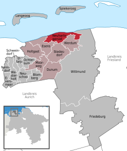 Läget för kommunen Neuharlingersiel i Landkreis Wittmund
