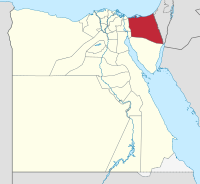 Lage des Gouvenements Nordsinai in Ägypten