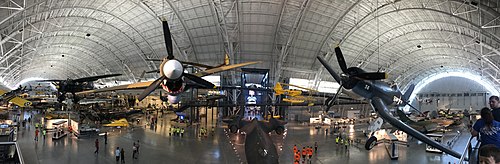 Main exhibition display area Panorama of the interior of the Smithsonian National Air and Space Museum.jpg