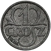 1 grosz 1939 cynk PRÓBA rewers