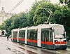 A ULF tram in front of the Austrian Parliament in Vienna in July 2003