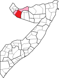 De locatie van het district Hargeisa in de regio Woqooyi Galbeed in Somalië