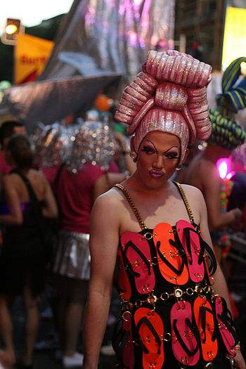 A reveler in Sydney on Mardi Gras.