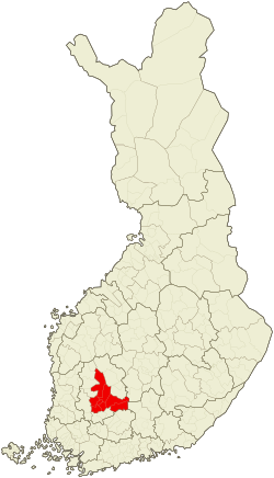 موقعیت ناحیه تامپره Tampere sub-region