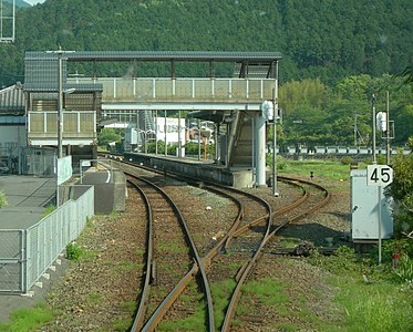 A view of Unomachi Station's platforms and tracks.