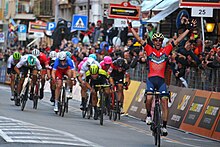 Vincenzo Nibali winning the race