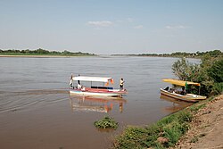 Tourist boats on the Blue Nile at Wad Medani