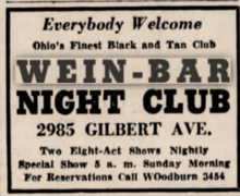 Wein Bar advertisement (circa 1938) in Cincinnati