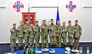 Avec les étudiants du lycée militaire Ivan Bohun en 2014.
