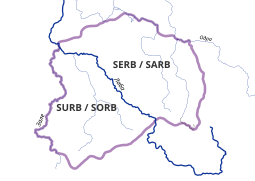 Ширење етнонима Surb/Sorb западно и Serb/Sarb источно од Лабе