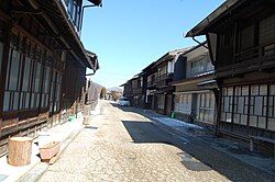 奈良井駅付近から見た奈良井宿