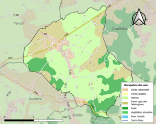 Carte en couleurs présentant l'occupation des sols.