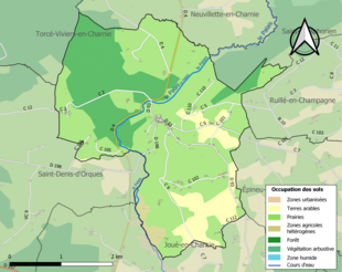 Carte en couleurs présentant l'occupation des sols.