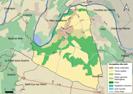 Carte des infrastructures et de l'occupation des sols en 2018 (CLC) de la commune.