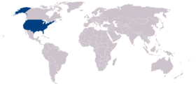 Weltkarte mit eingezeichneter Lage der USA