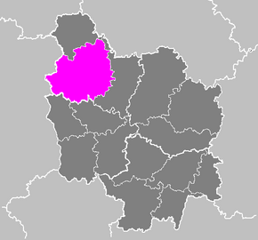 Arrondissement Auxerre na mapě regionu Burgundsko