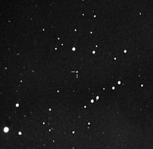 Asteroid 3617 Eicher (tick marks) imaged by Canadian astrophotographer Jack Newton on July 5, 2005, using a robotic telescope placed in Portal, Arizona. At this time the asteroid shone at magnitude 16.7 and was just south of the Virgo Cluster of galaxies.