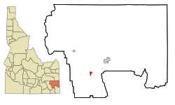 Location in Caribou County and the state of Idaho