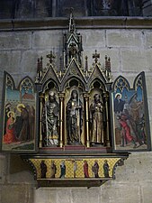 Le triptyque de sainte Claire avec st Clément à gauche maîtrisant le Graoully.