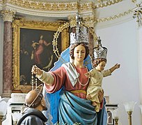 La statua della Madonna del rosario e tela del Paladini