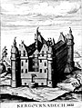 Le château de Kergourdanech (gravure de Jean Picart datée de 1632, dans la Science héroïque de Marc de Vulson de La Colombière)