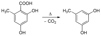 Decarboxylation d l'acide orsellinique en orcinol.